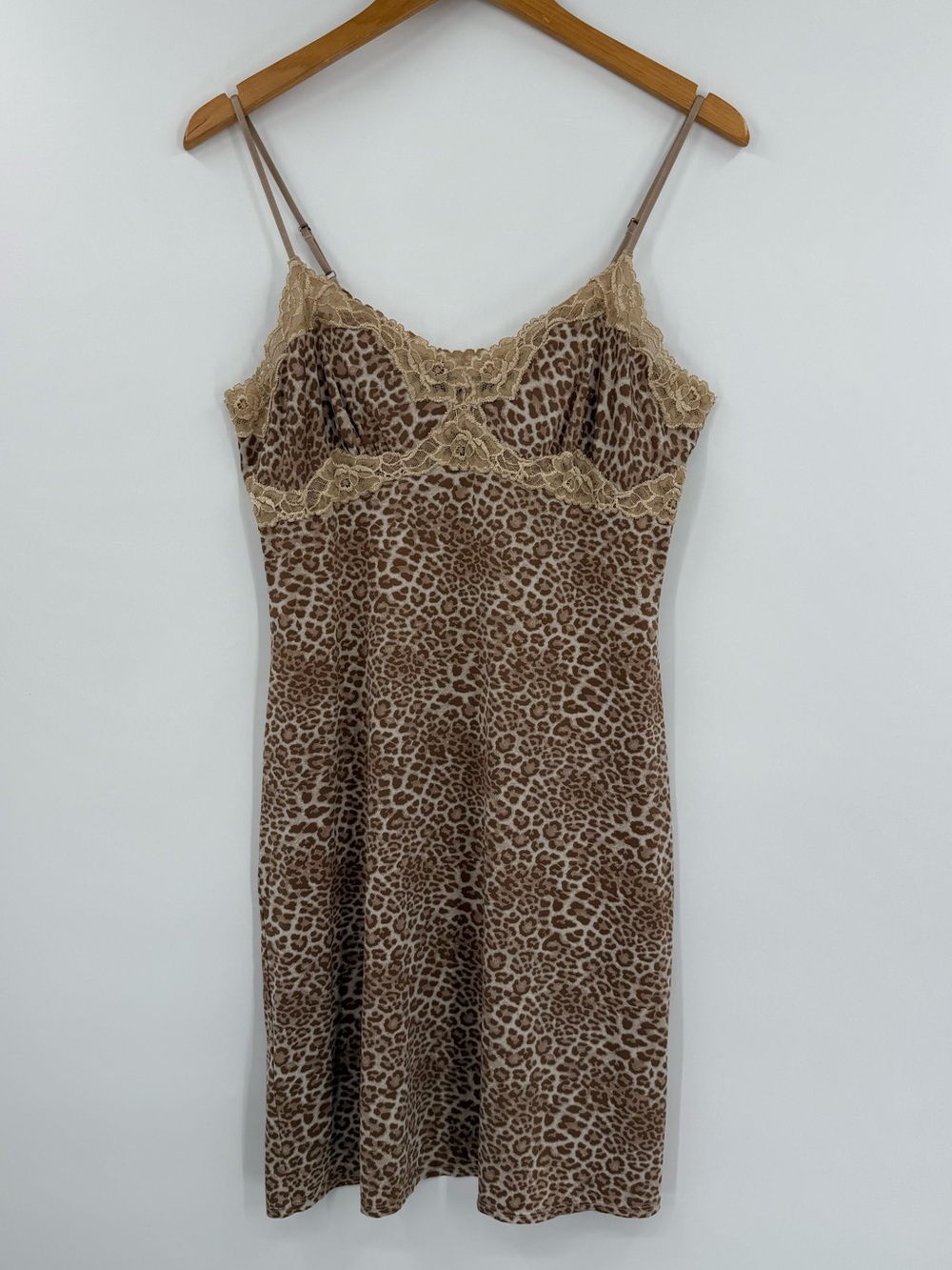 Soma Y2K Leopard Print Lace Trim Slip Dress | Brown / Tan | Medium